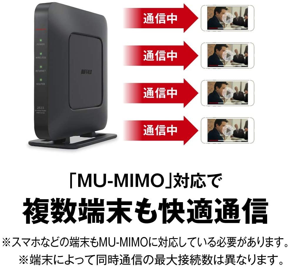 ★★送料無料★★美品 【 BUFFALO　無線LAN親機　Wi-Fiルーター　WSR-2533DHPL2-BK　ブラック 】[1733+800Mbps ac/n/a/g/b　Giga/IPv6対応]