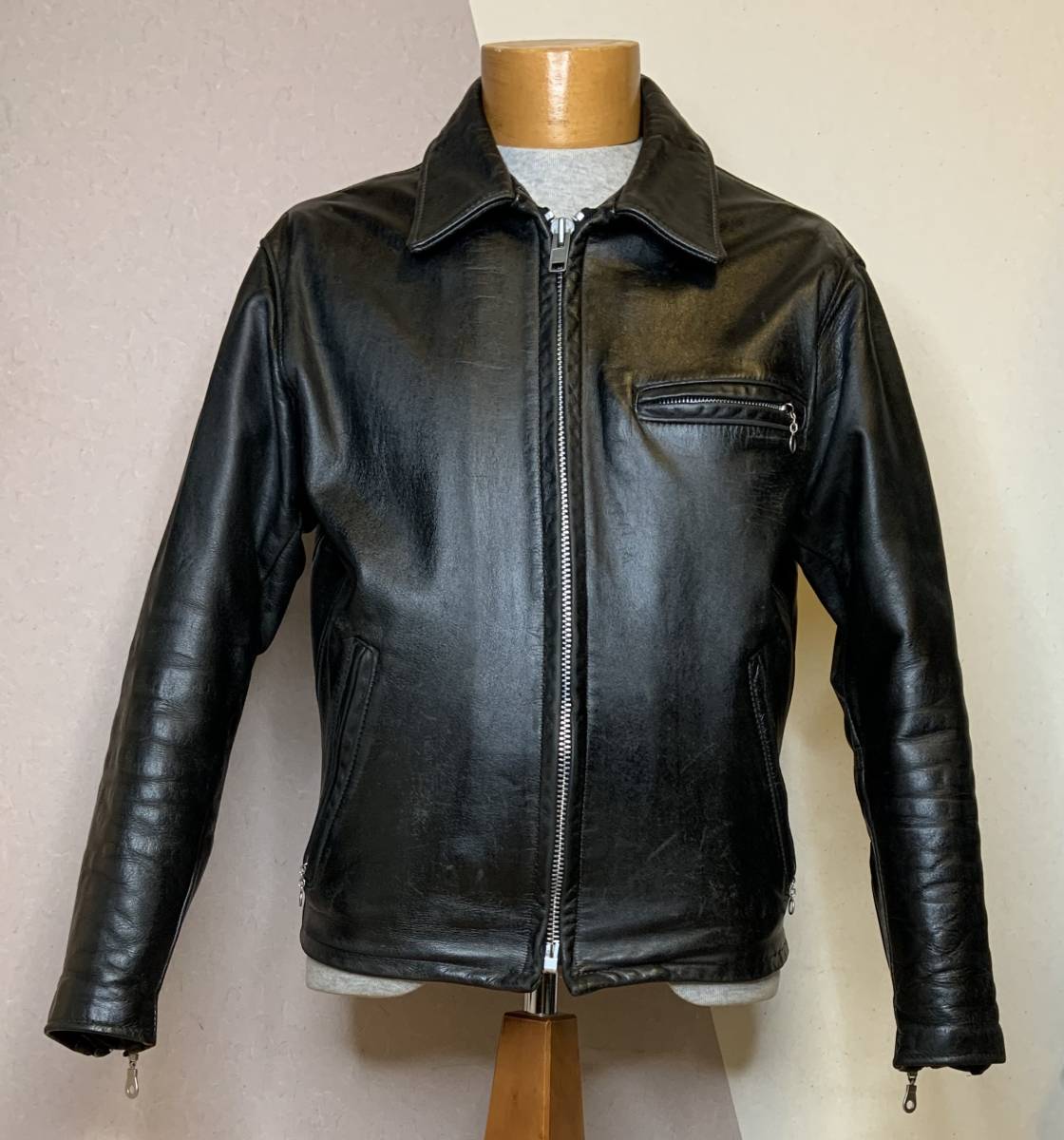 ⑤schott ライナー付【38】 643 米国製 黒◇シングルライダース