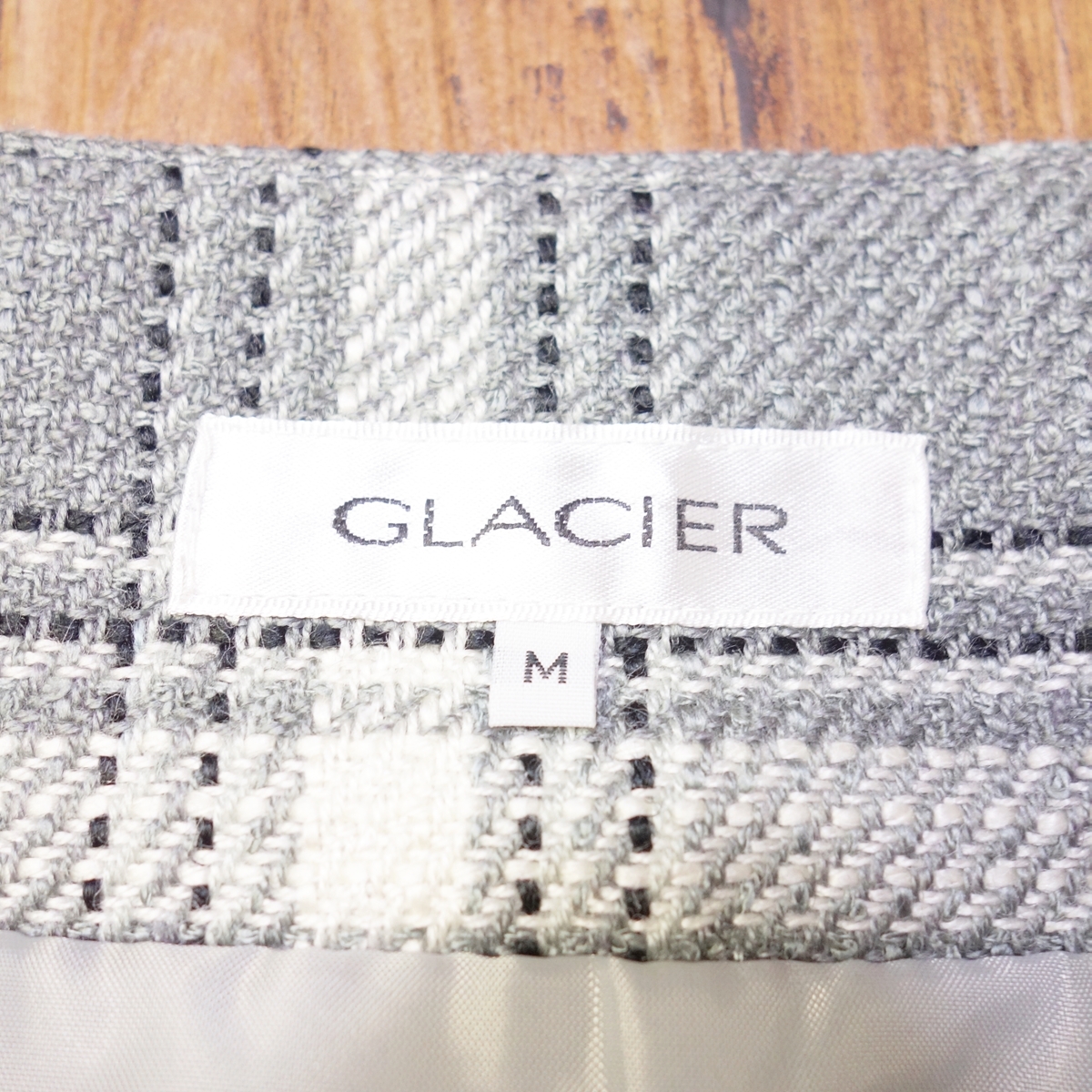 GLACIER ボックスプリーツミニスカート レディース Mサイズ ウール混 美品 古着 グレー KB18_画像5