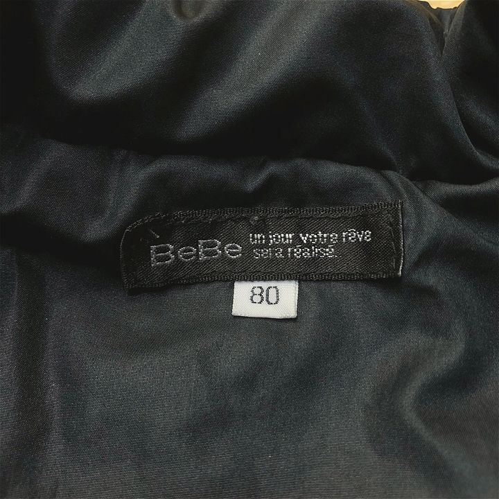 BeBe ダウンジャケット 子供服 80 中綿ポリエステル 古着 黒 ブラック JP6_画像4