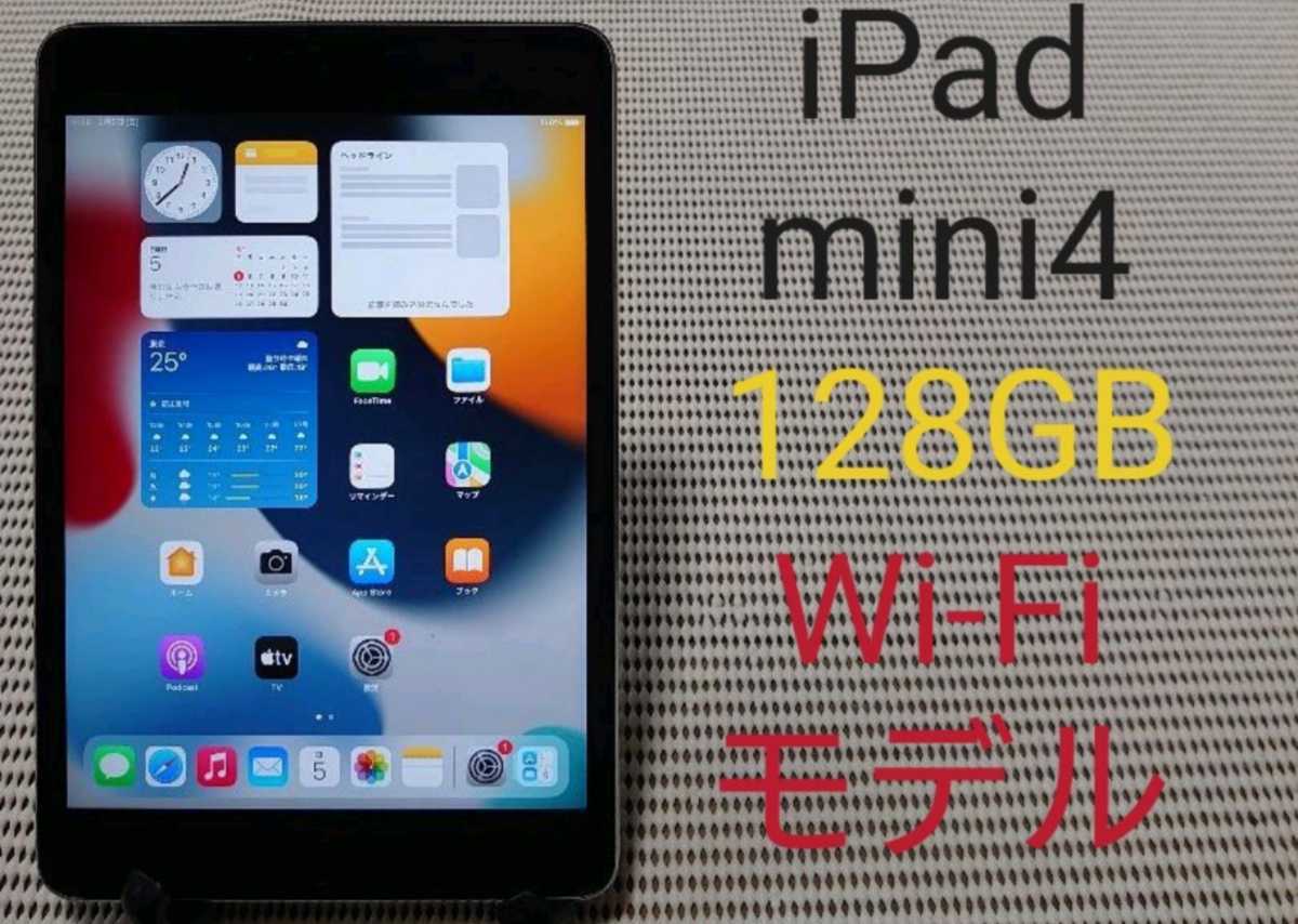 iPad mini4(A1538)本体128GBグレイWi-Fiモデル完動品動作確認済み1円