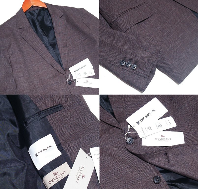  новый товар!! Takeo Kikuchi SHOP TK 2B Glenn проверка tailored jacket Brown 04 (XL) * мужской DELEGANT общий обратная сторона стрейч весна осень чай LL