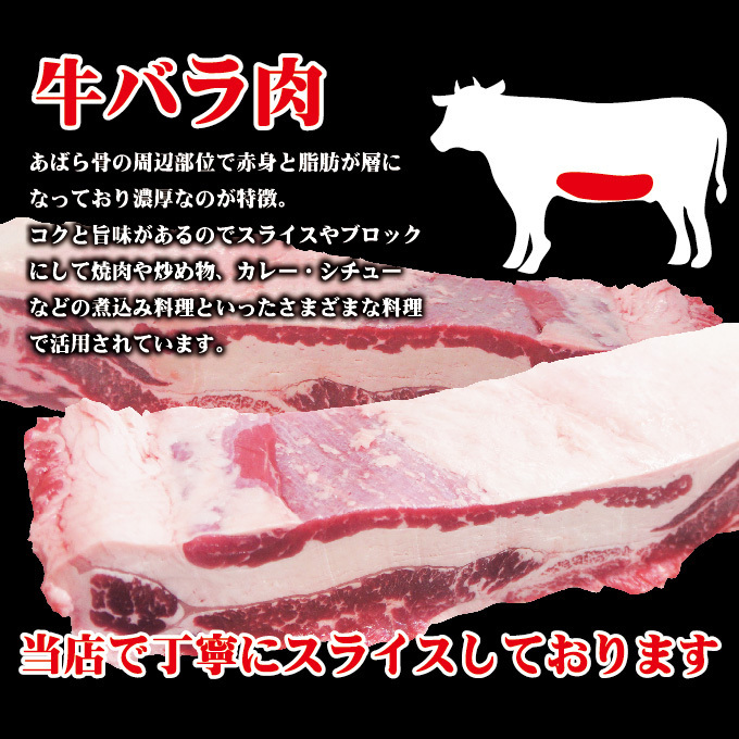 アメリカ産牛肉 バラ肉ばら肉カットmmスライス　350ｇ×2パック 冷凍_画像3