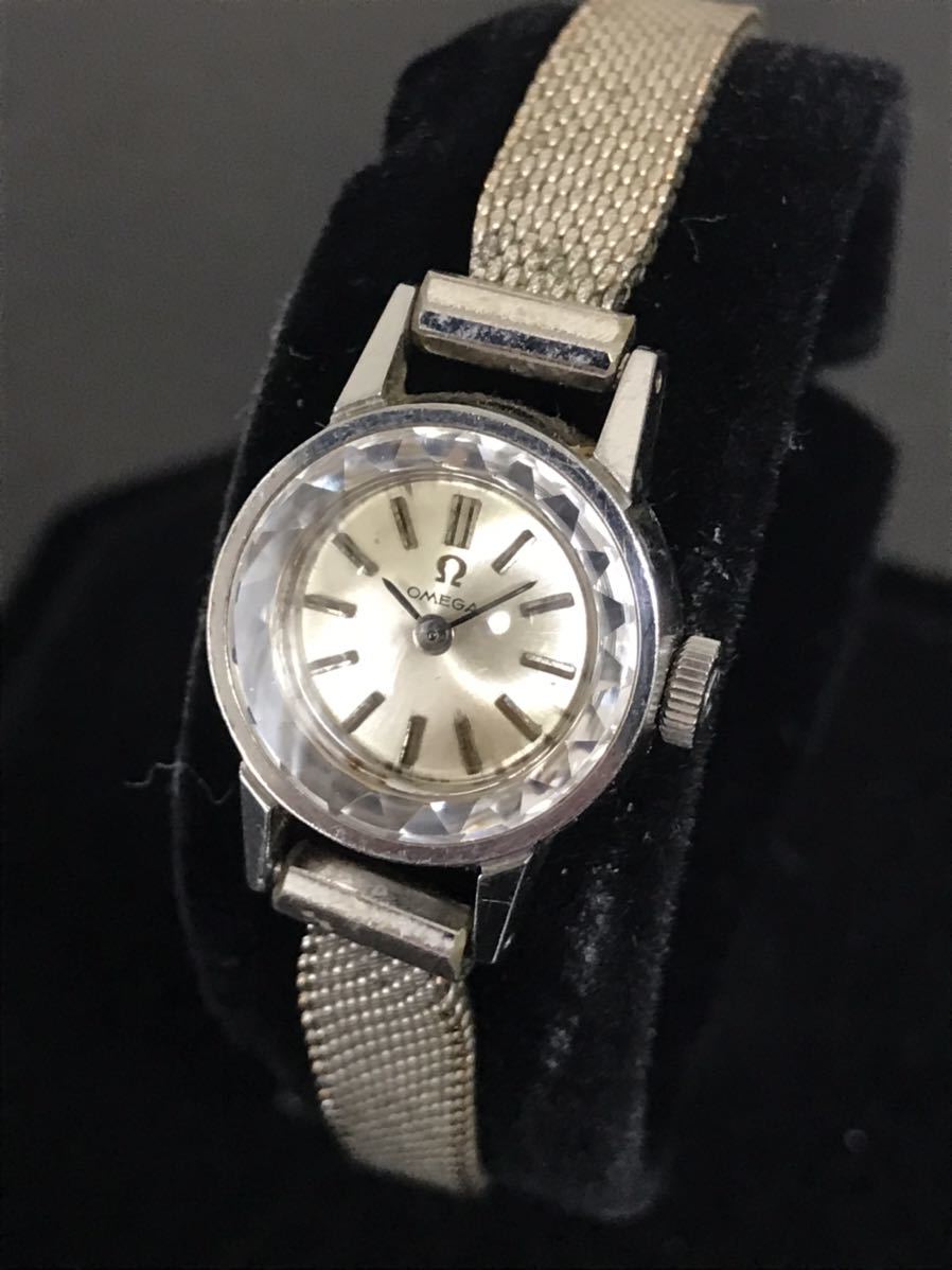 OMEGA オメガ カットガラス シルバー レディース腕時計 手巻き