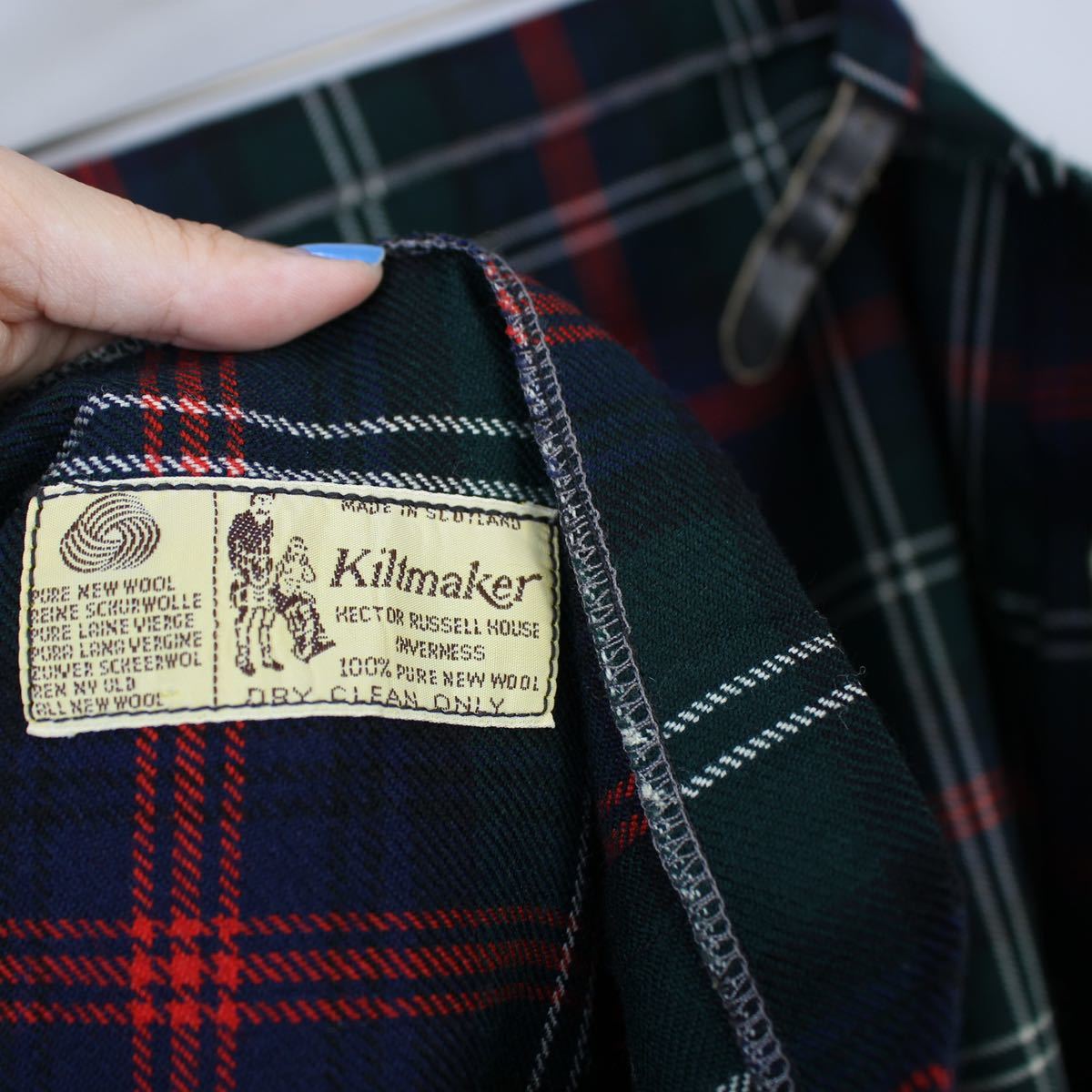 EU VINTAGE KILTMASTER CHECK PATTERNED WRAP SKIRT/ヨーロッパ古着チェック柄巻きスカート_画像8