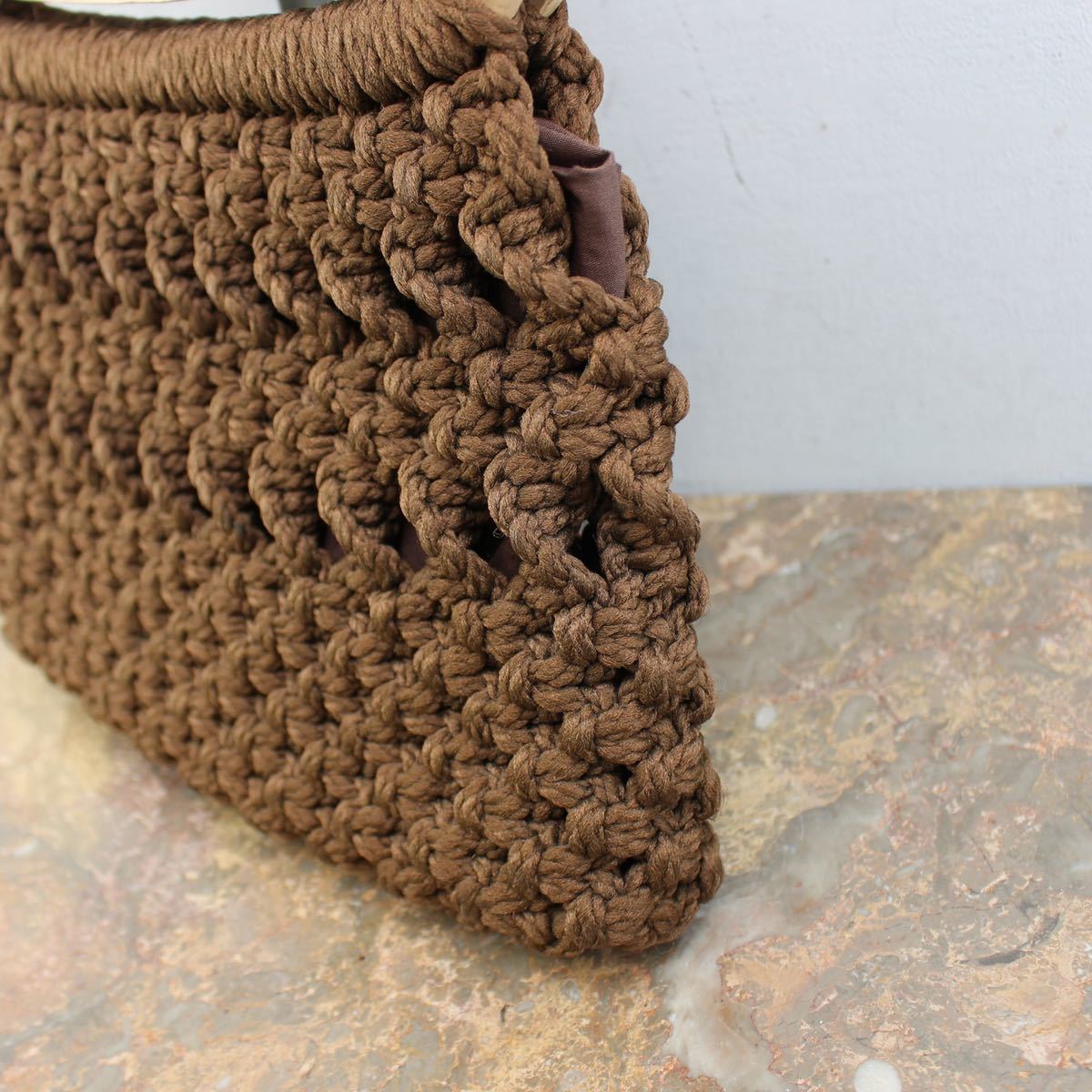 USA VINTAGE DESIGN CROCHET BAG/ America б/у одежда дизайн вязаный сумка 