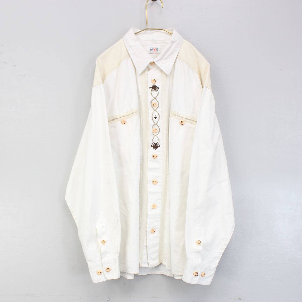 EU VINTAGE ROGER KENT EMBROIDERY DESIGN TYROLEAN SHIRT/ヨーロッパ