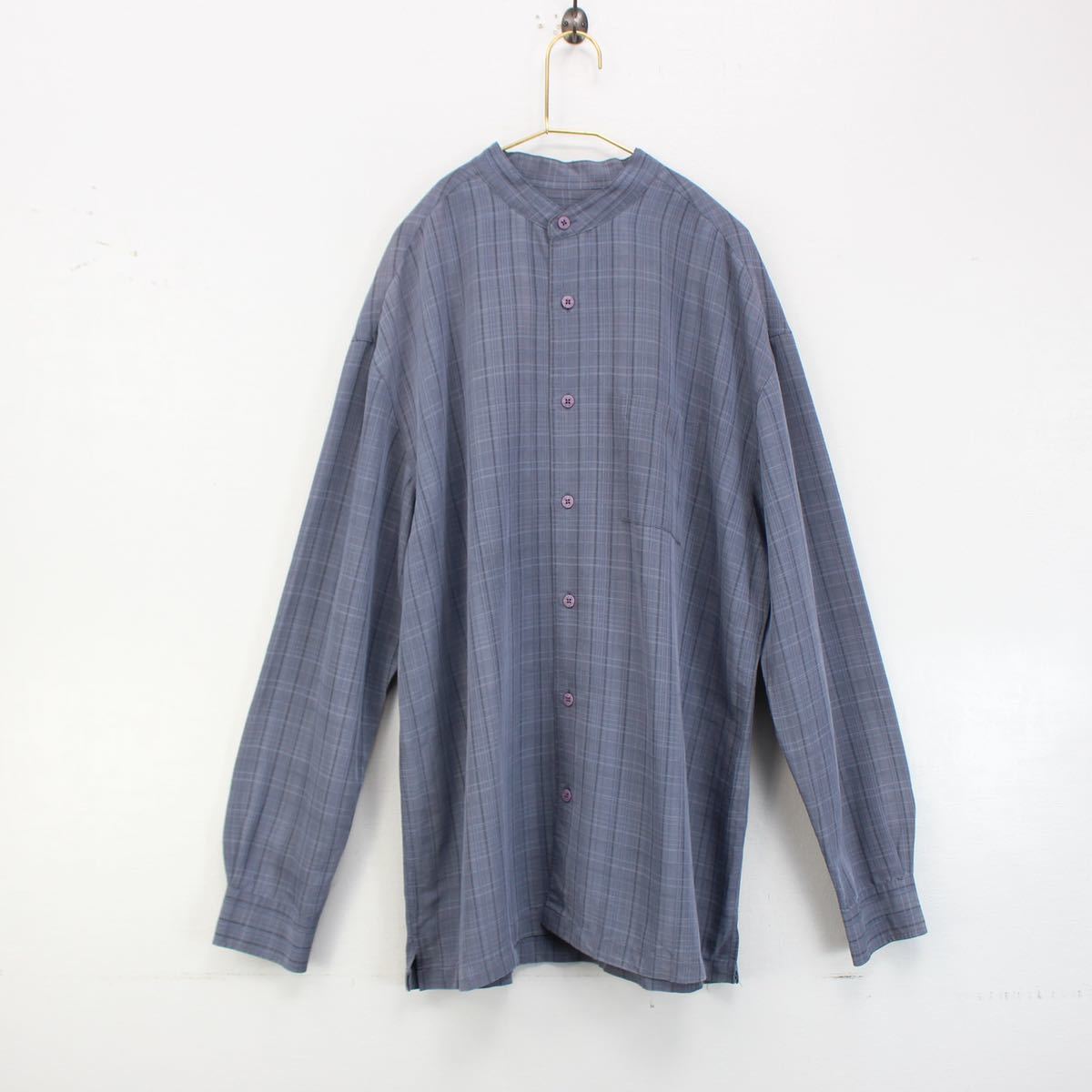 USA VINTAGE CHECK PATTERNED BAND COLLAR DESIGN OVER SHIRT/アメリカ