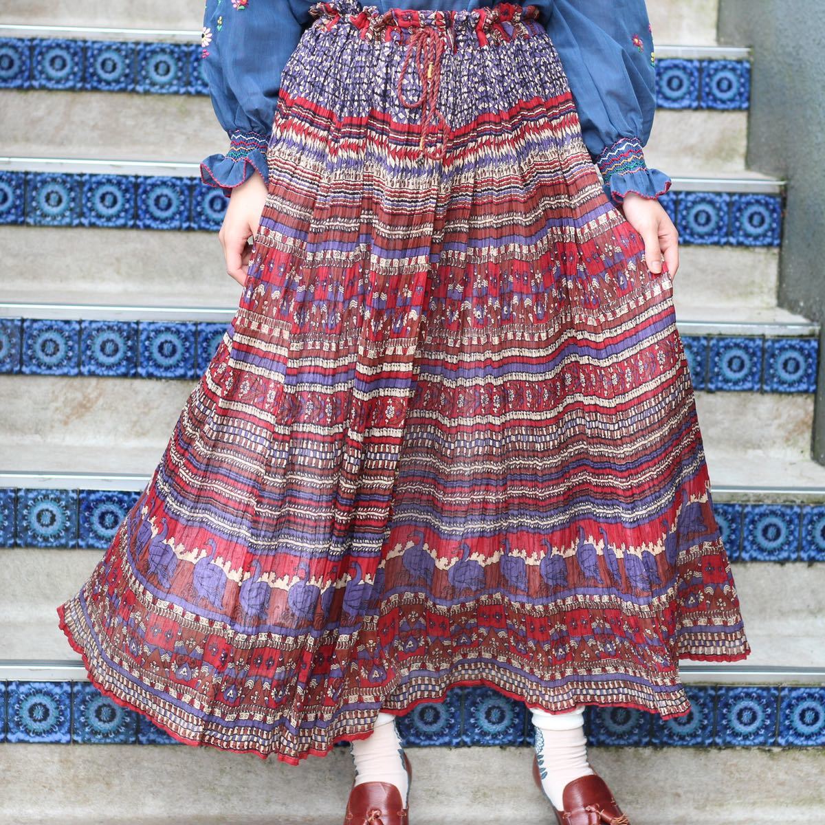 正式的 USA VINTAGE ETHNIC PATTERNED LONG SKIRT/アメリカ古着