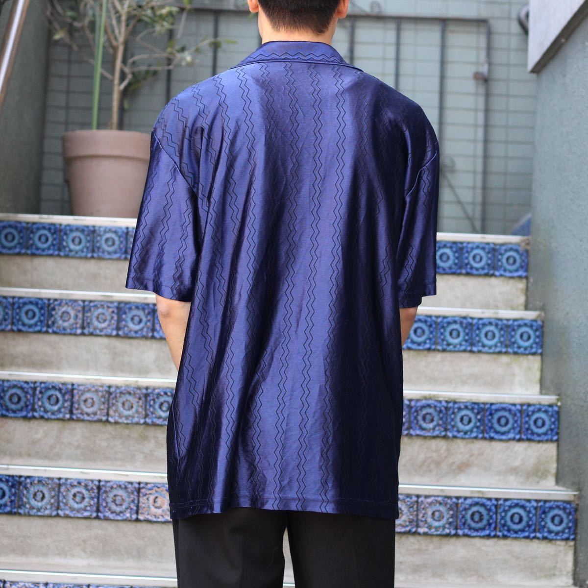 USA VINTAGE HALF SLEEVE WAVE PATTERNED DESIGN SHIRT/アメリカ古着