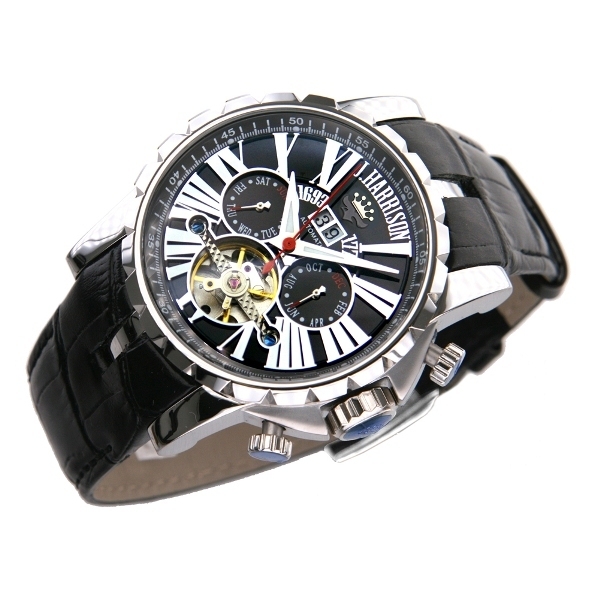 J.HARRISON ジョンハリソン 腕時計 メンズ ビッグテンプ付 多機能表示 自動巻＆手巻き JH-033SB (52) 新品_画像2