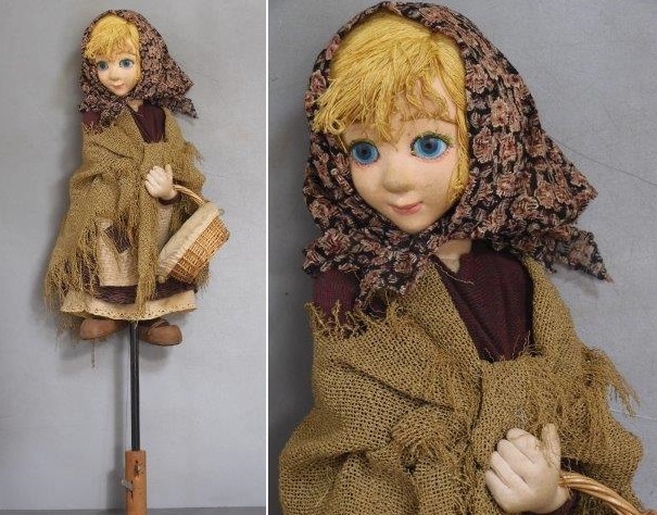 アンティーク 女の子の人形 マッチ売りの少女？ 操り人形/パペット/腹話術