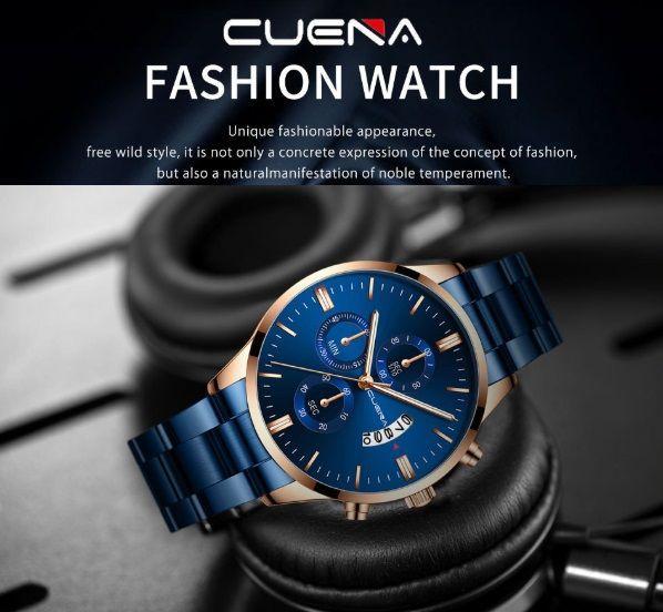 デュアルタイプ CUENA 腕時計メンズ ラグジュアリーステンレス 