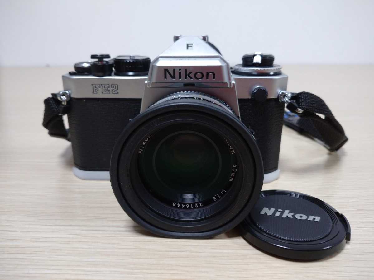 【ジャンク出品】Nikon FE2　ニコン一眼レフカメラ本体とレンズはNIKKOR 50mm 1:1.8【カメラ02】_画像1