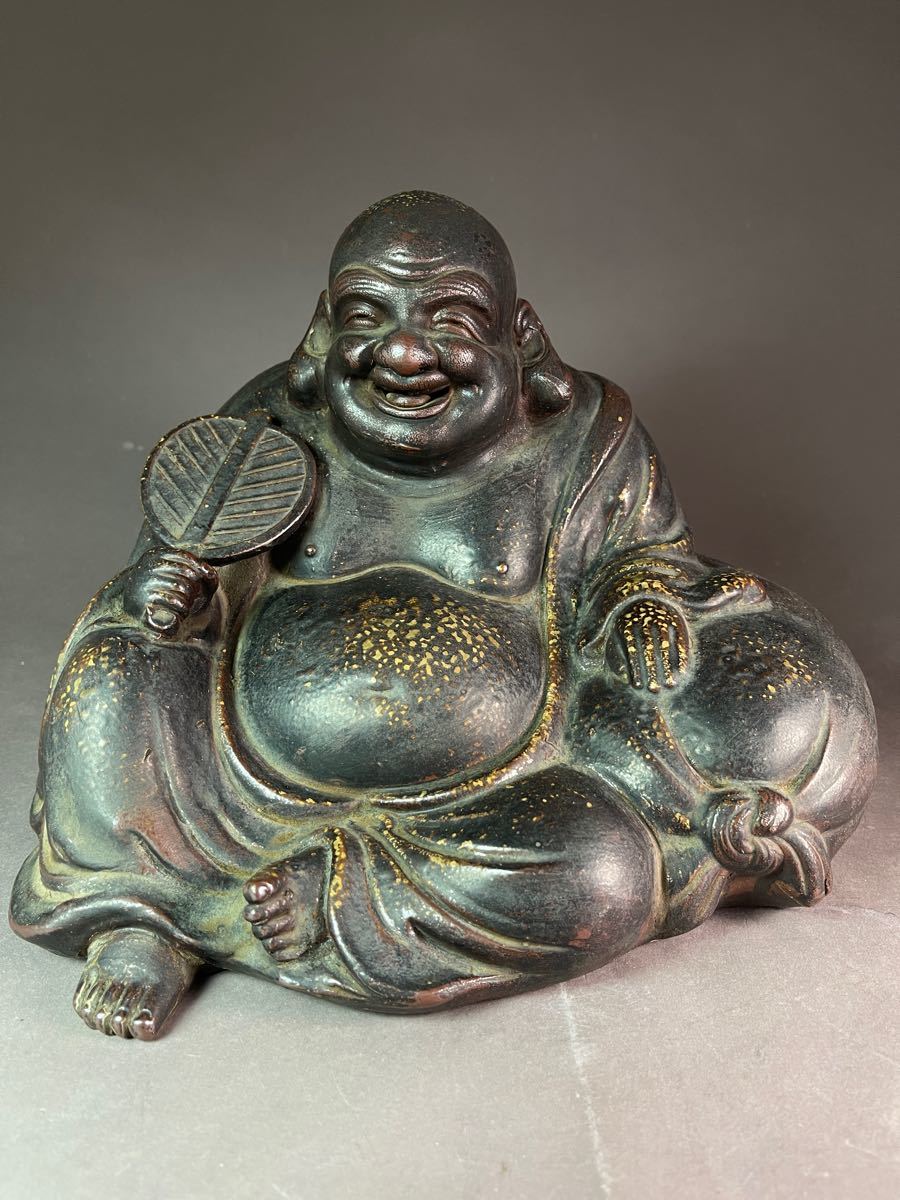 備前焼 布袋尊像 置物 仏像 仏教美術 骨董品、美術品 備前焼 布袋尊 置物 仏教美術 幅28cm 骨董品 古美術 逸品|Yahoo
