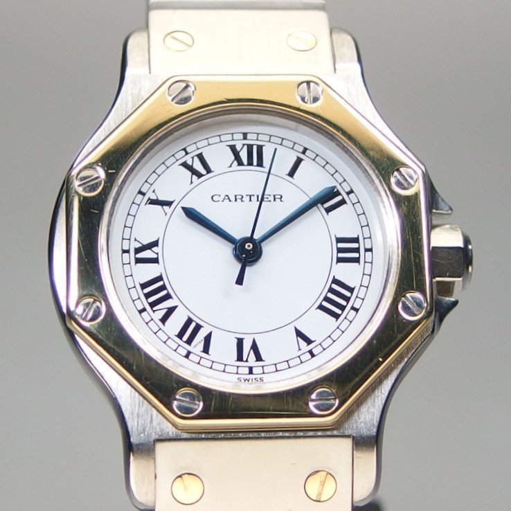 【人気モデル 機械式 美品】CARTIER カルティエ Santos Octagon サントス オクタゴン K18YGxSS 自動巻 レディース 腕時計 箱付「18897」_画像2