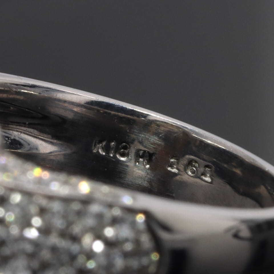 Ponte Vecchiopontevekio large grain pearl diamond K18WG ring D:1.61ct 11 number size 10.4g pearl diameter :12mm[03978]