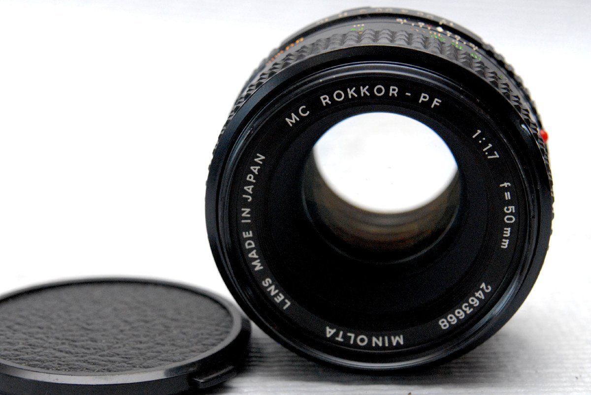 MINOLTA ミノルタ 純正 MC ROKKOR-PF 50mm 高級単焦点レンズ 1:1.7 希少な作動品_画像3