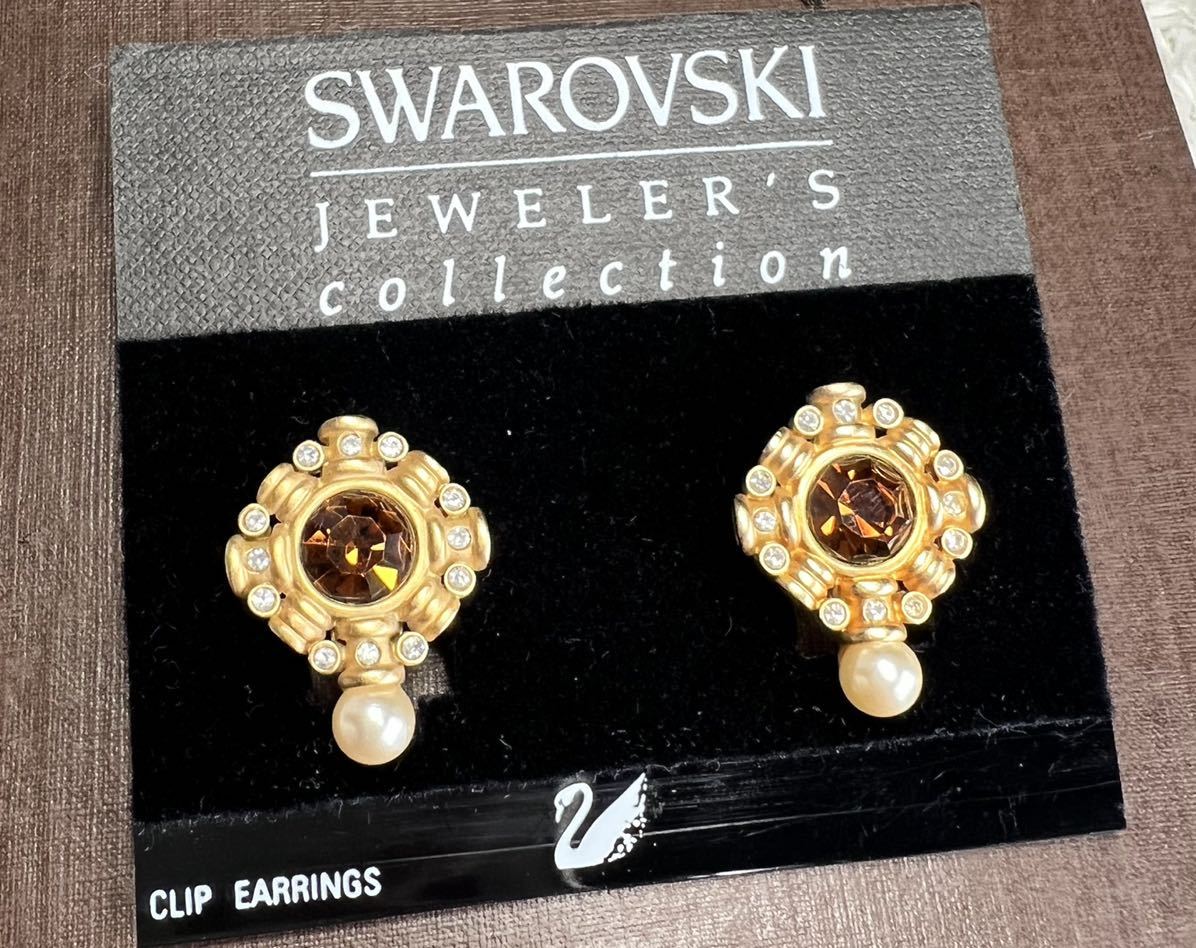 ヴィンテージレア】SWAROVSKI スワロフスキー ゴールド イヤリング www