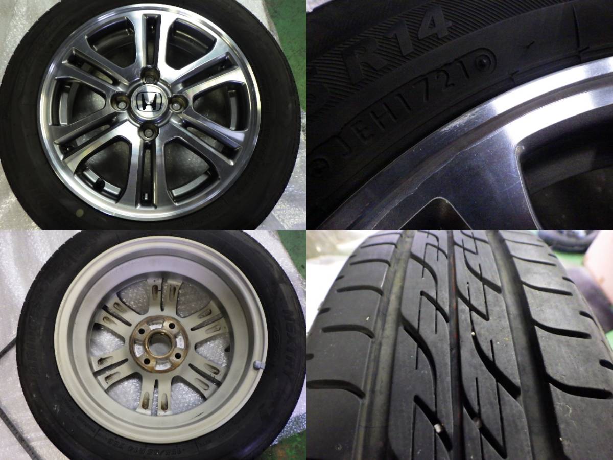 ☆2021年★N-BOX ＋ カスタム G JF1★14インチ 4本 155/65R14 ホンダ 純正 アルミ 100 4H 14 4.5J +40 ホイール セット 中古 軽_画像5