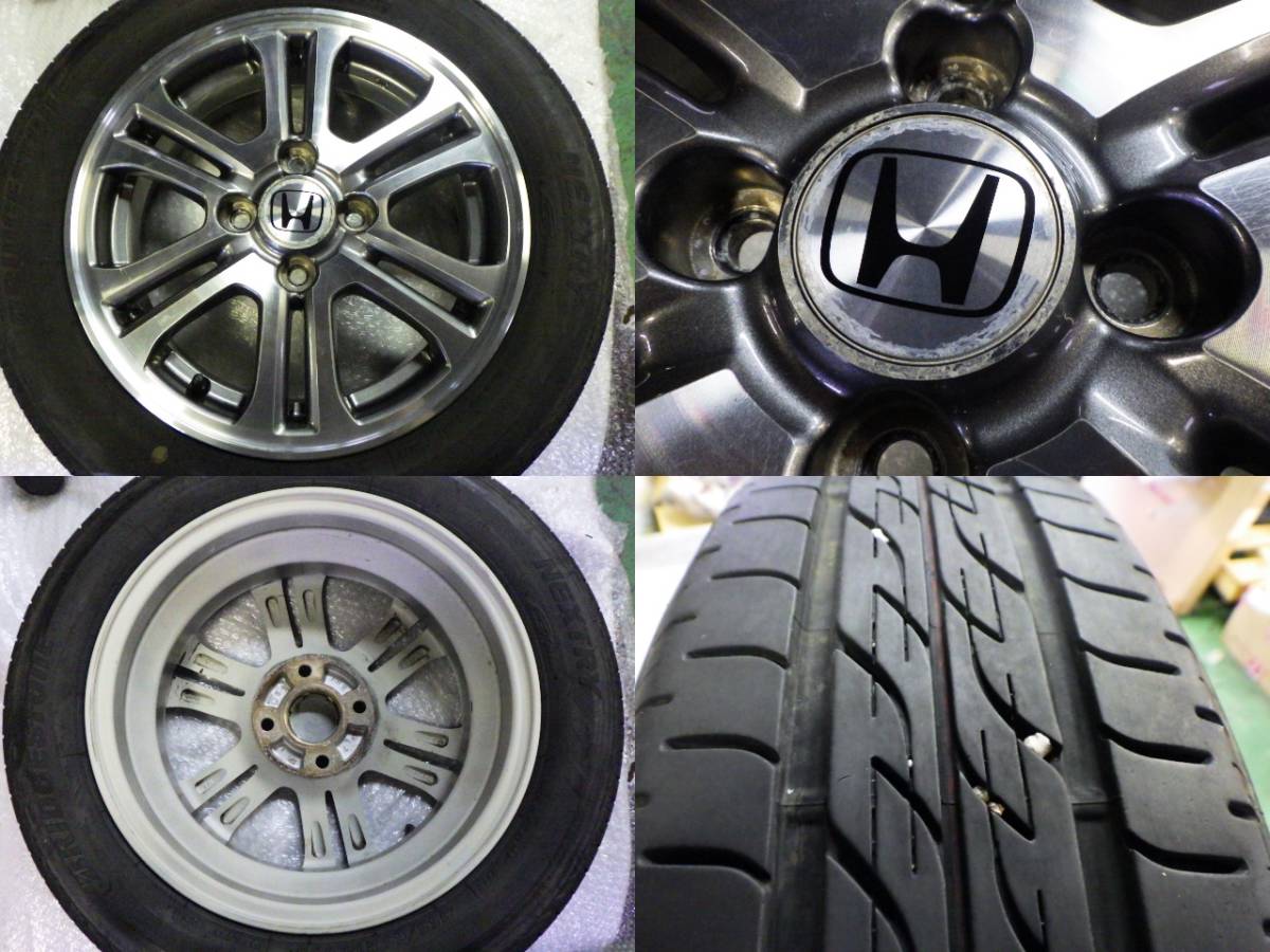 ☆2021年★N-BOX ＋ カスタム G JF1★14インチ 4本 155/65R14 ホンダ 純正 アルミ 100 4H 14 4.5J +40 ホイール セット 中古 軽_画像3