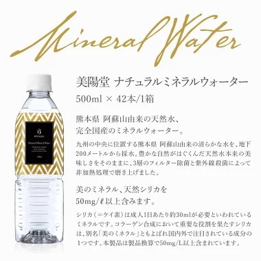 美陽堂 BIYOUDO ミネラルウォーター 水 500ml×42本 熊本産 シリカウォーター 放射性物質検査済み 阿蘇山由来 シリカ水 軟水 保存料なし_画像3