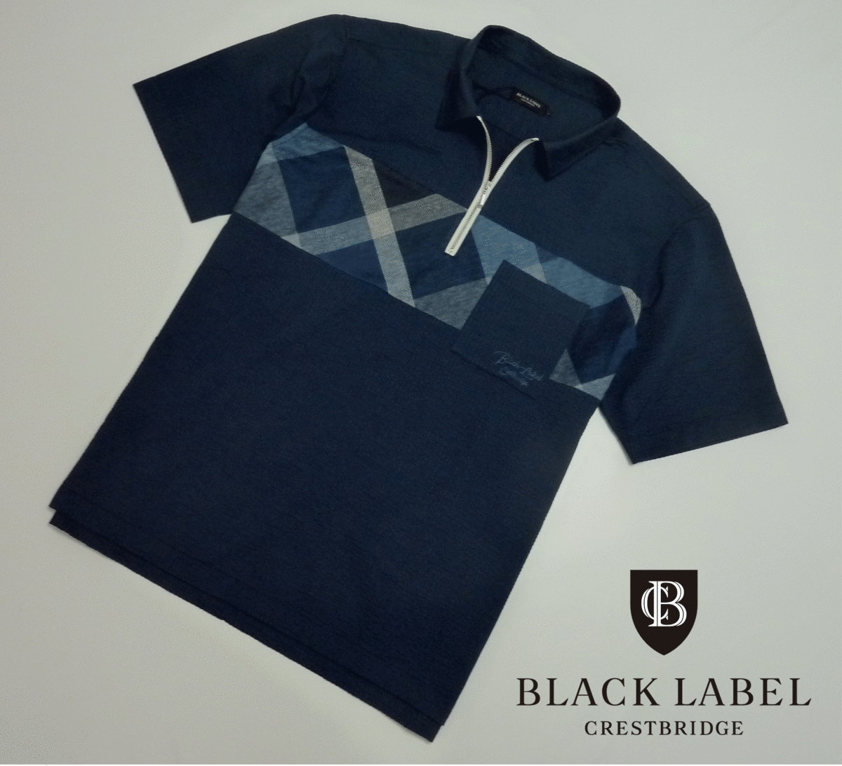 【送料0円】 LABELCRESTBRIDGEブラックレーベル BLACK 新品 クレストブリッジ ネイビ− 【L】 ハーフジップパネルCBチェックプルオーバー(ポロ)シャツ トップス 【送料0円】 LABELCRESTBRIDGEブラックレーベル BLACK 新品 クレストブリッジ ネイビ− 【L】 ハーフジップパネルCBチェックプルオーバー(ポロ)シャツ トップス