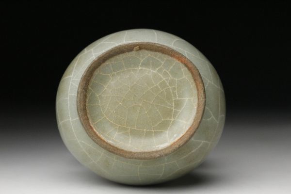 【LIG】中国美術 青磁 耳付花入 13.5㎝ 花瓶 花器 時代古玩 [.R]05_画像9
