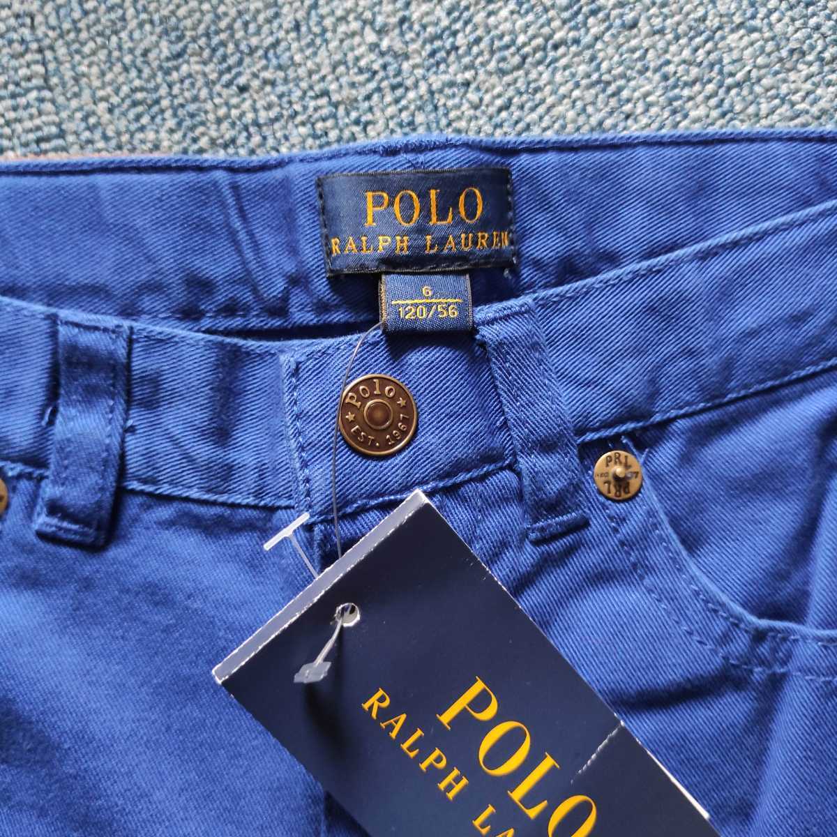 [新品未使用] キッズ Polo Ralph Lauren パンツ カラーパンツ ブルー サイズ6 120cm [衣類] 検 ラルフローレン コットン スラックス 綿パン_画像3