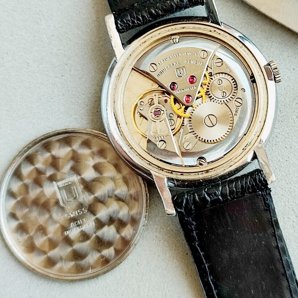 [ tradition . Switzerland ]Universal geneve universal june-b gentleman for wristwatch hand winding machine Cal.1105 Vintage 1960 period 