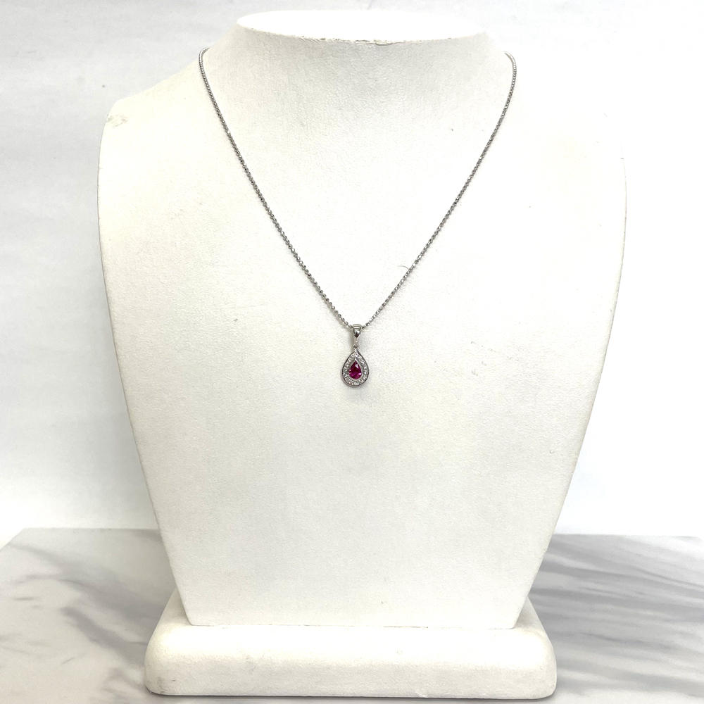 K18WG ルビー ダイヤ ネックレス R 0.50ct D 0.15ct | www.vast.eco