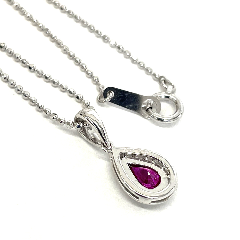 K18WG ルビー ダイヤ ネックレス R 0.50ct D 0.15ct | www.vast.eco
