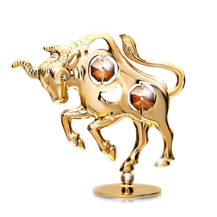  Gold bru ornament birthday present gift present woman man memory day cow .. year . year . cow seat ... seat high class Swarovski crystal 