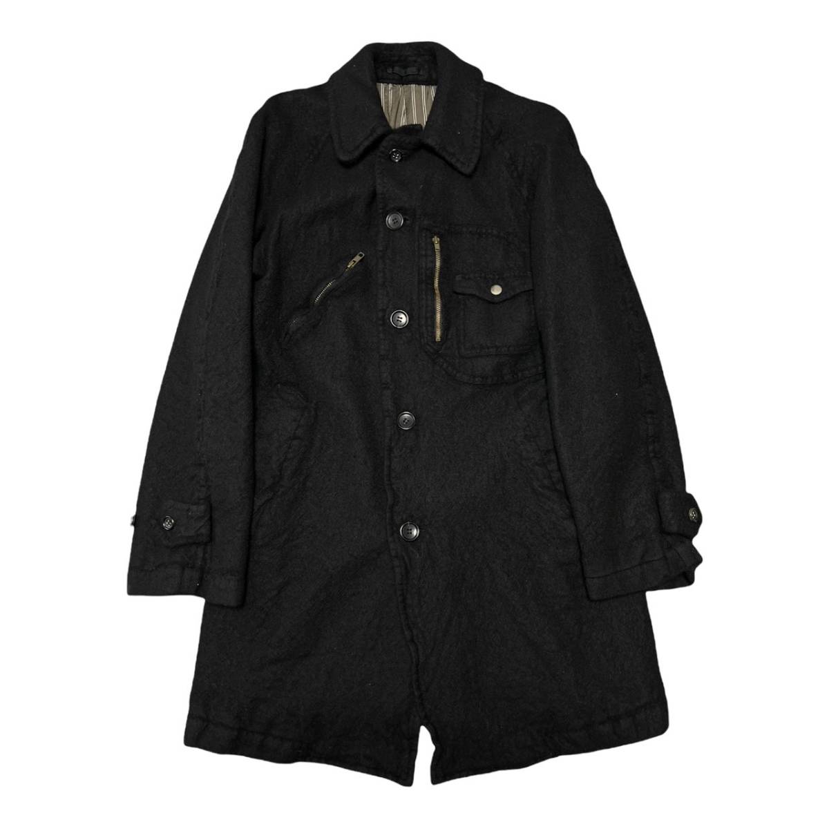コムデギャルソンオム 05AW 縮絨ウール ライダース コート ブラック
