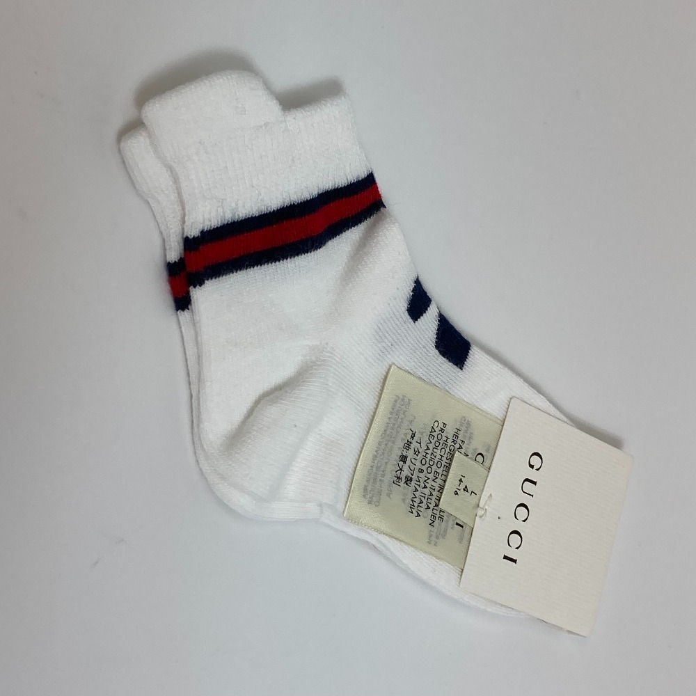 GUCCI Gucci 418599 baby GG образец носки ×2 шляпа комплект вязаная шапка хлопок белый × темно-синий женский [ б/у ] не использовался не использовался 