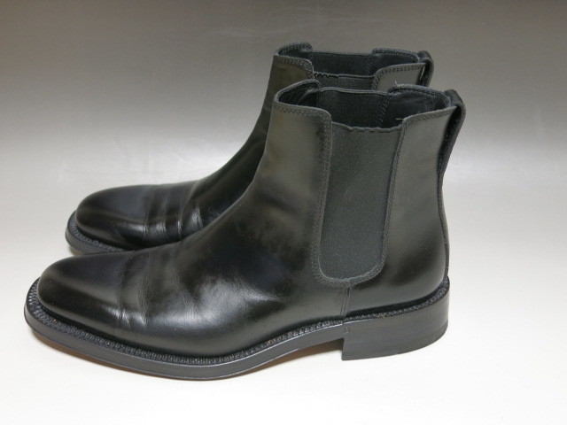 紳士靴「グッチ (GUCCI) 革製 黒 サイドゴア ブーツ サイズ42E maid in