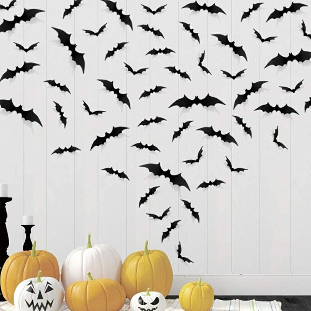  Halloween bat seal 44 pieces set 3D solid sticker ...... horror real real birthday decoration attaching interior Christmas 