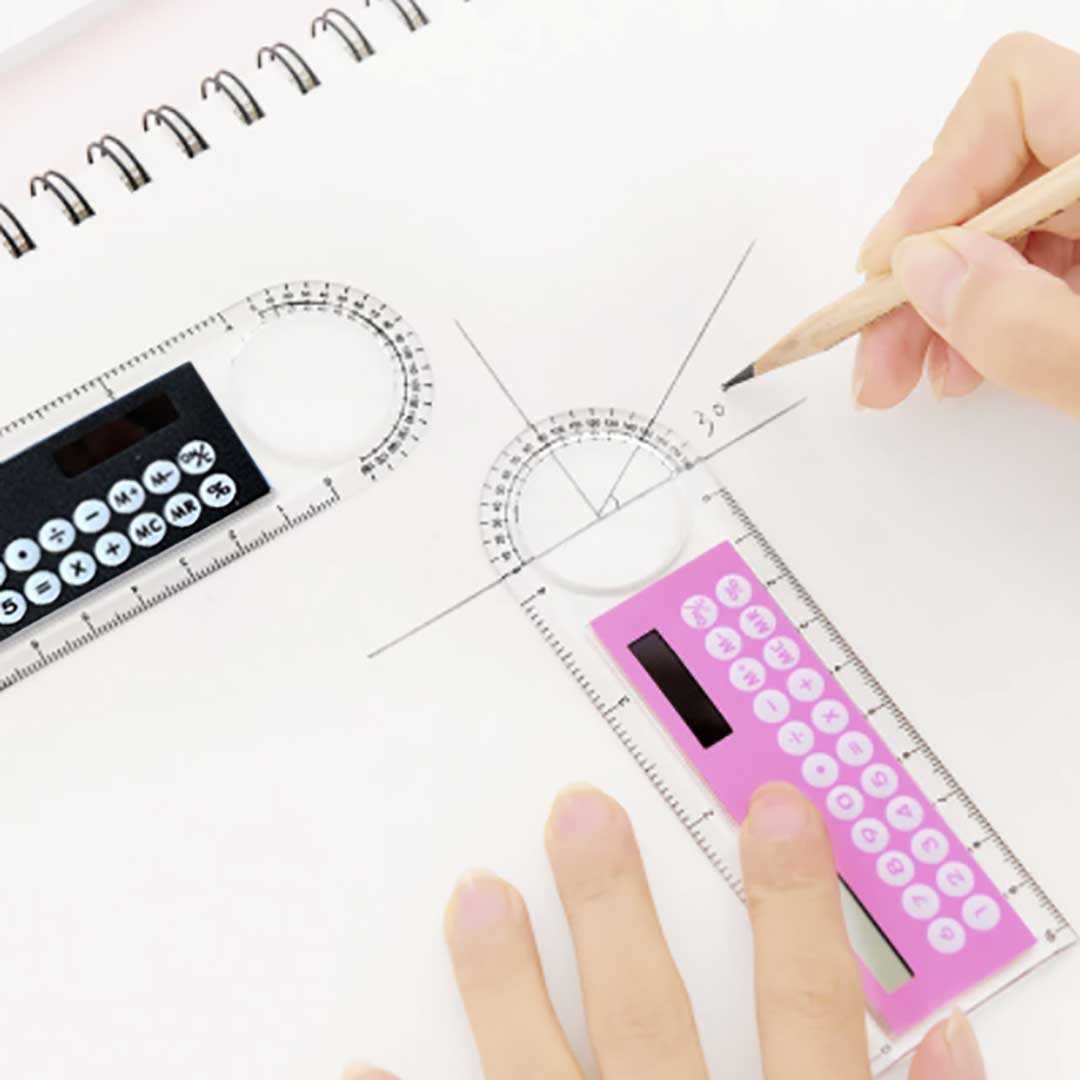【単品】【ピンク】定規 電卓 多機能スケール 10センチ ブラックorピンク 定規ミニ 電卓超薄型 ソーラー充電 エネルギー多機能電卓 子供_画像2