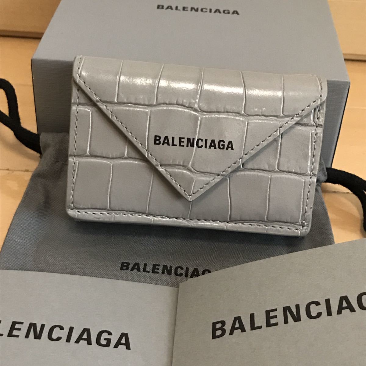 極美品 バレンシアガ クロコダイル ペーパーミニウォレット ミニ財布