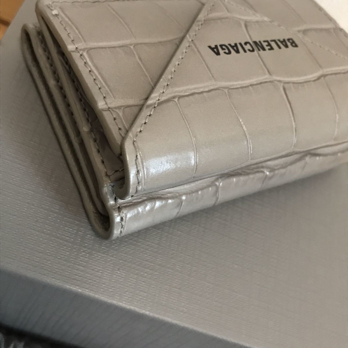 極美品 バレンシアガ クロコダイル ペーパーミニウォレット ミニ財布