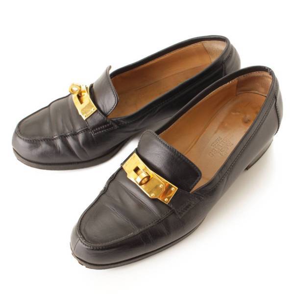 【希少!!】靴Hermes エルメス ケリー バックル レザー ローファー シューズ