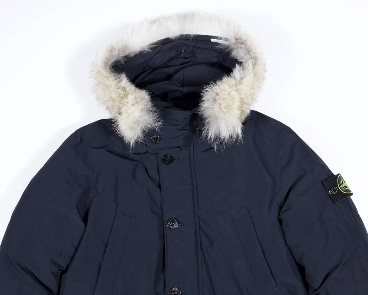 【中古 良品】Stone Island Micro Reps Navy Fur Hooded Down Jacket サイズ US XS_画像10