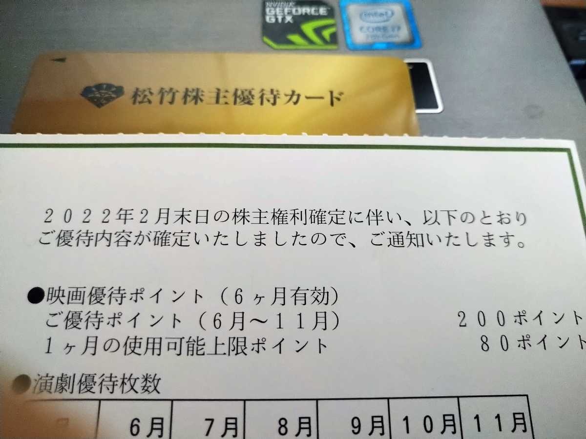 松竹 株主優待 200P 要返却 男性名義 bpbd.kendalkab.go.id
