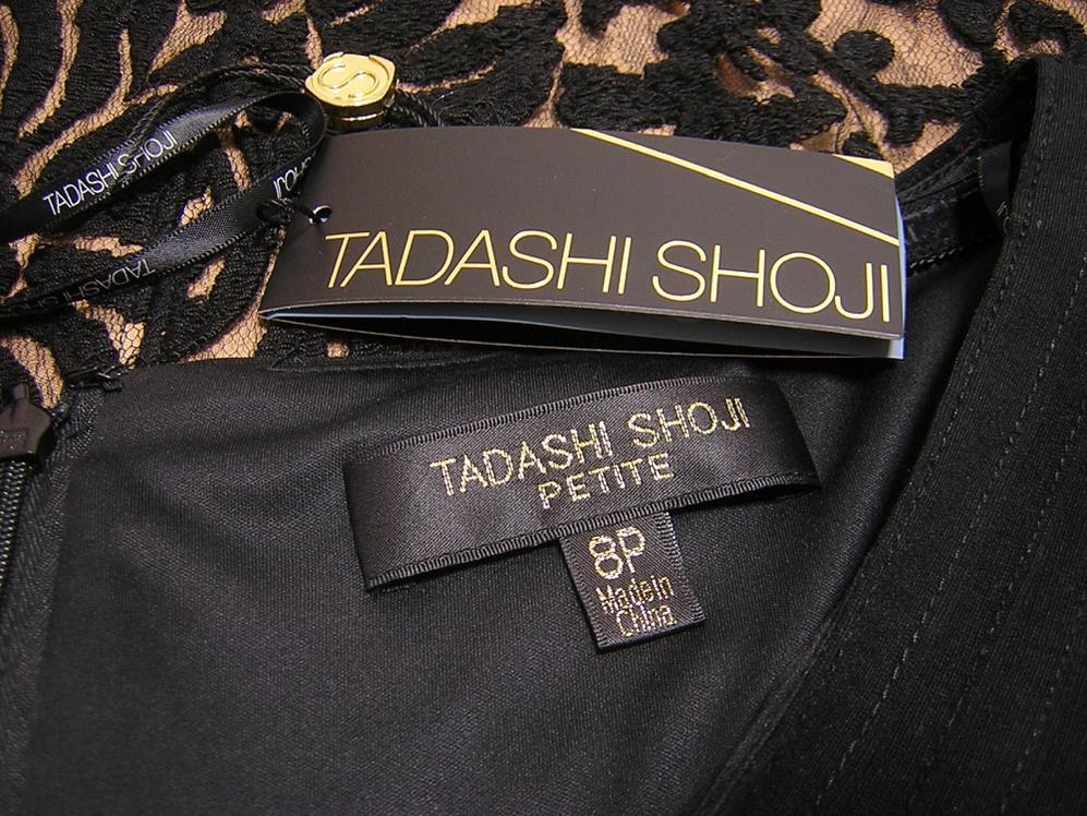 新品　TADASHI SHOJI　タダシ・ショージ　クロスレースドレス　ワンピース　ブラック×ベージュ_画像3