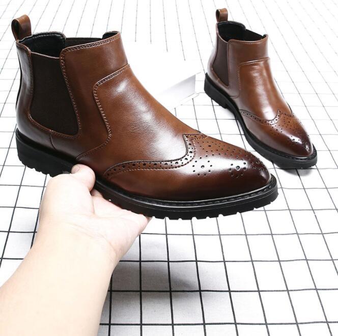 新品 メンズ ショートブーツ マーティンブーツ 紳士靴 ライダース カジュアル ビジネス エンジニアブーツ シューズ ブラウン 26.5cm_画像4