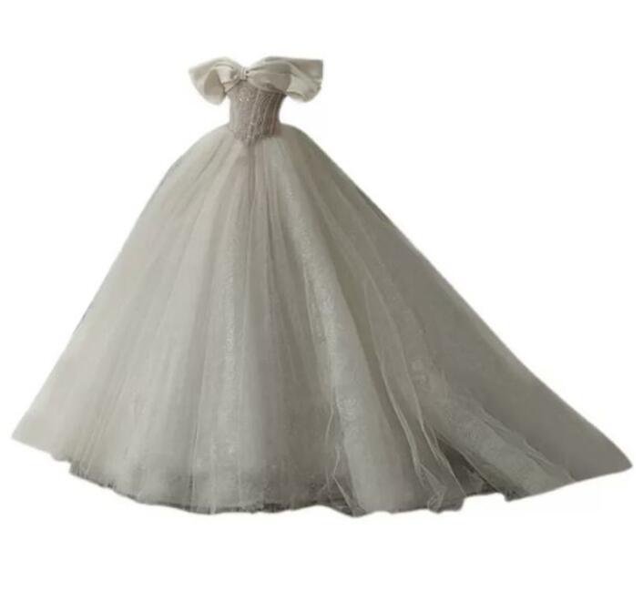 [ Angel. wedding dress ] high-end satin French Princess style wedding bow tube top veil wedding dress 