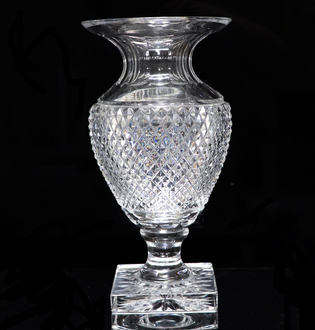 オールド・バカラ (BACCARAT) 超希少 特大花瓶 28cm 1.8kg メディチ ダイヤモンドカット ディアマン 壺 ベース インテリア 置物