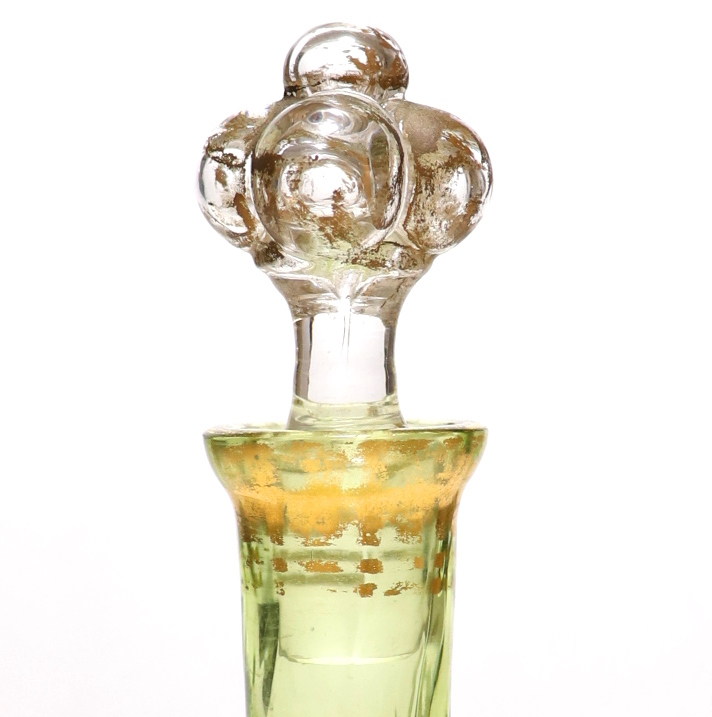 オールド・バカラ (BACCARAT) 1900年頃 緑硝子金彩盛り上げ デカンタ