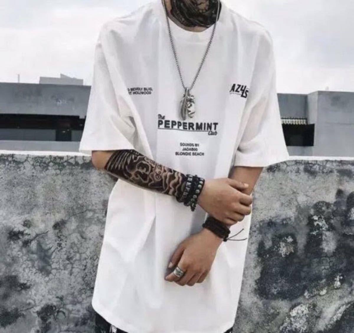 選べる配送時期 バーコード Tシャツ 韓国 ストリート ルーズ ビッグ