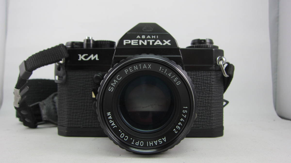 PENTAX ペンタックス　KM　一眼レフカメラ　フィルムカメラ　箱、付属品付き　ブラック　シャッター作動　中古　現状品_画像4